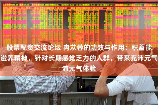 股票配资交流论坛 肉苁蓉的功效与作用：积蓄能量与滋养精神，针对长期感觉乏力的人群，带来充沛元气体验