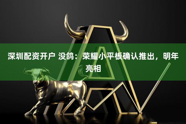 深圳配资开户 没鸽：荣耀小平板确认推出，明年亮相