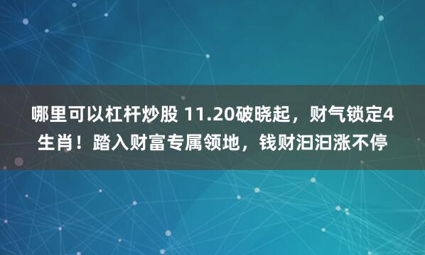 哪里可以杠杆炒股 11.20破晓起，财气锁定4生肖！踏入财富专属领地，钱财汩汩涨不停