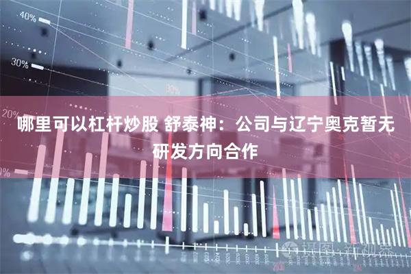 哪里可以杠杆炒股 舒泰神：公司与辽宁奥克暂无研发方向合作